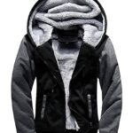 SCODI Hoodies for Men Winter Fleece Sweatshirt – Full Zip Up Thick Sherpa Lined BlackGrey-XL