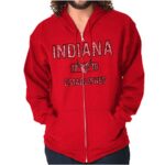 Brisco Brands Indiana Wing Wheel Distressed Stencil Zip Up Hoodie Mens Womens Red