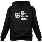 Tstars Eat Sleep Soccer Hoodie Ball Player Fans Sweatshirt Hoodies for Boys Men Medium Black