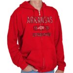 Brisco Brands Arkansas Boar Stenciled Distressed Zip Up Hoodie Mens Womens Red