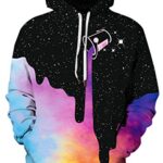 BarbedRose Men’s Digital Print Sweatshirts Hooded Top Galaxy Pattern Hoodie,Rainbow Milk,S/M