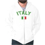 Brisco Brands Italian Flag Italy Soccer Fan Pride Zip Up Hoodie Mens Womens White