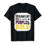 On Gameday Football We Wear Purple And Gold Leopard Print T-Shirt