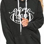 HEYO Women Football Sweatshirt Game day Long Sleeve Pullover Touch Down Season Football Mom Graphic Tops Hoddies