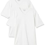 Amazon Essentials Men’s Regular-Fit Short-Sleeve V-Neck T-Shirt, Pack of 2, White, Small