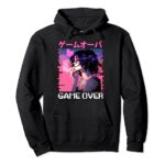 Japanese Vaporwave Sad Anime Girl Game Over Indie Aesthetic Pullover Hoodie