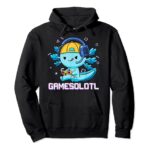 Gamesolotl Axolotl Video Gamer Kawaii Anime Gifts Boys Teens Pullover Hoodie