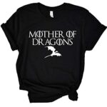ANRevelinCN Unisex Cotton Round Neck Short Sleeved T-Shirts Mother of Dragons T-Shirts Game of Thrones (Black,M)
