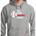Tstars Eat Sleep Baseball Repeat Hoodie Gifts for Men Ball Game Fans Sweatshirt Hoodies Small Gray