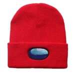 BTC Video Game Among Us Impostor Fashion Trend Classic Winter Warm Knit Hat Beanie Cap for Children Adults Adolescents Cap (Visor, Red)