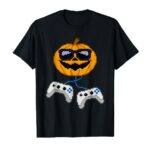 Halloween Jack O Lantern Pixelated Gaming Gamer Boys T-Shirt