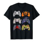 Game Controllers Pumpkin Skeleton Halloween Funny Gamer Gift T-Shirt