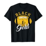 Football Game Day Black And Gold Costume For Football Lover T-Shirt