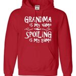 Go All Out X-Large Red Mens Grandma Is My Name Spoiling Is My Game Sweatshirt Hoodie