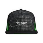 Microsoft Xbox Baseball Hat, Skater Adult Snapback Hat with Flat Brim, Baseball Cap, Black, One Size