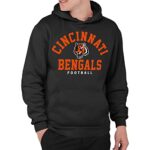 Junk Food Standard Signature Pullover Hoodie. Relaxed Unisex Fit, Cincinnati Bengals-Black, Small