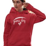 Go All Out Large Red Mens Game Day Football Sweatshirt Hoodie