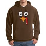 Funny Turkey Face Sweatshirt Hoodie Holiday Thanksgiving Hoodies for Men Large Brown