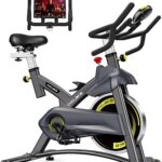 Cyclace Exercise Bike Stationary – 330 Lbs Weight Capacity – Indoor Cycling Bike with Comfortable Seat Cushion, Tablet Holder, and LCD Monitor for Home Workout