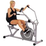 Sunny Health & Fitness Magnetic Recumbent Bike Exercise Bike, 350lb High Weight Capacity, Cross Training, Arm Exercisers, Monitor, Pulse Rate Monitoring – SF-RB4708,Gray