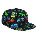 Adults Teens Snapback Flat Bill Brim Cap, Cool Hip Hop Hat Sun Hat Breathable Adjustable Baseball Caps (for Video Game Weapon Gamer Pattern)