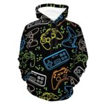 DOUBLE WINGS Colorful Video Game Hoodie Funny Hoodie Casual Design Winter Hooded Sweatshirt Casual Pullover Sweatshirt with Pocket, S