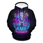 Guhothli Weapon Play Gamer Win Gaming Neon Style Unisex Adult Hoodies 3D Graphic Pullover Drawstring Sweatshirt for Men and Women with Pocket 3XL