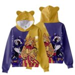 Faniths Men Sundrop and moondrop 3D Figure Printed Sweatshirt Adult Moondrop Sundrop Cat’s Ear Shaped Hoodie (F,L,Large)