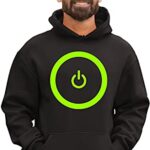 Go All Out Large Black Mens Gaming Power Button Gamer Pride Sweatshirt Hoodie