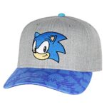 Bioworld Sonic The Hedgehog Embroidered Face Pre-Curved Bill Adjustable Snapback Hat Cap Gray