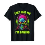 Gamer Shirt for Boys Teens Men Video Gaming Funny Skull T-Shirt