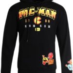 Pac-Man Men’s Sweatshirt – Vintage Retro Arcade Video Game Hoodie Sweatshirt – Mens Novelty Fleece Pullover Sweatshirt (S-XL), Size Small, Pac-Man Black