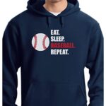 Tstars Eat Sleep Baseball Repeat Hoodie Gifts for Men Ball Game Fans Sweatshirt Hoodies Large Blue
