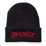 BTC Video Game Among Us Impostor Winter Warm Knit Hat Beanie Cap for Children Adults (Imposter Beanie, Black)