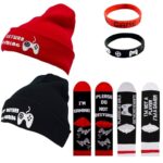 Novelty Do Not Disturb I’m Gaming Beanie Skull Cap & Socks Set, Funny Video Gamer Lovers Fathers Day for Men Dad Son Boys (Set of…
