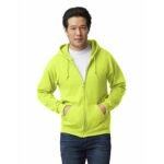 Gildan Adult Fleece Zip Hoodie Sweatshirt, Style G18600, Safety Green, X-Large