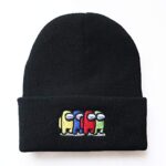 BTC Video Game Among Us Impostor Fashion Trend Classic Winter Warm Knit Hat Beanie Cap for Children Adults Adolescents Cap (Crew, Black)