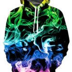 RAISEVERN Men and Women Novelty Fleece Hoodies Colorful Smoke Pullover Hoodies Trippy Fire Flame Cool Athletic Sweaters Hooded Sweatshirt