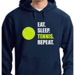 Tennis Gifts Women Teen Girls Player Sport Eat Sleep Repeat Sweatshirt Hoodie Medium Blue