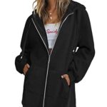 Zeagoo Women Winter Soft and Comfortable Long Fashion Hoddie Sweatshirt,Black,XX-Large