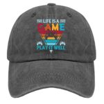 Video Gamer and Funny Level Hats,Life is A Game Play It Well Trucker Hat Pigment Black Trucker hat Men