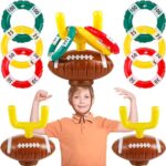 Naozinebi 2 Set Football Goal Post Ring Toss Game Inflatable Ring Toss Game Sport Party Post Ring Toss Sport Football Hat Toss Games for Birthday…