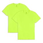 Fruit of the Loom Men’s Eversoft Cotton T-Shirts (S-4XL), Crew-2 Pack-Safety Green, Large