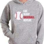 Tstars Eat Sleep Baseball Repeat Hoodie Gifts for Men Ball Game Fans Sweatshirt Hoodies Medium Gray