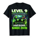 9th Birthday Gamer 9 Year Old Funny Bday Boy Nine Son T-Shirt