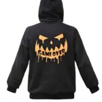 C-ZOFEK Game Over Monster Claw Scratch Halloween Women Men Long Sleeve Pumpkin Skeleton Pullover Hoodie (Small) Black Orange