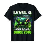 8th Birthday Gamer 8 Year Old Funny Bday Boy Eight Son T-Shirt