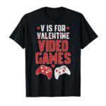 Funny V is Video Games Valentines Day Men Couple BoyGirl Kid T-Shirt