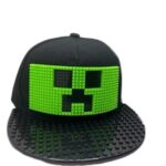 Video Game Building Block Snapback Hat Flatbill Baseball Cap for Kids and Adults Compatible with Mini Figures (Multiple Character) Black