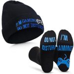 SATINIOR Do Not Disturb Gaming Socks Novelty Gamer Hat Funny Unisex Socks Cap for Kid Teen Men Women Game Lovers (Blue Printing), Medium, other